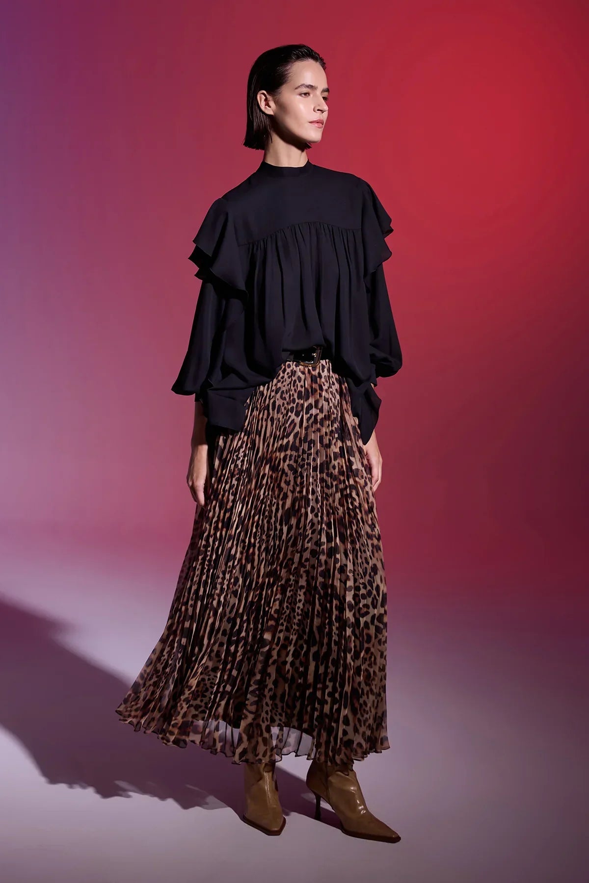 Leopard Plisse skirt