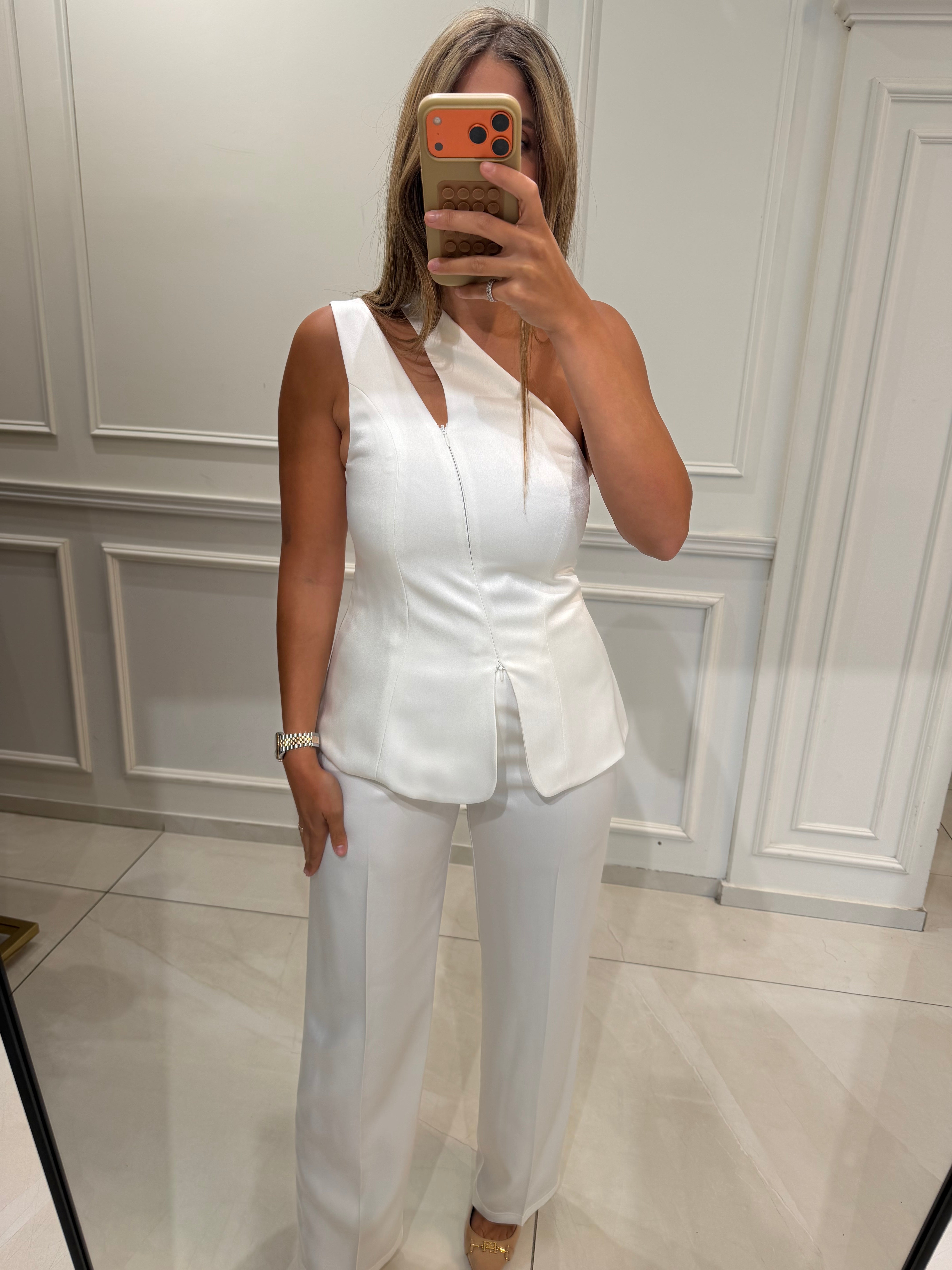 Satin Straight Tailored Pants