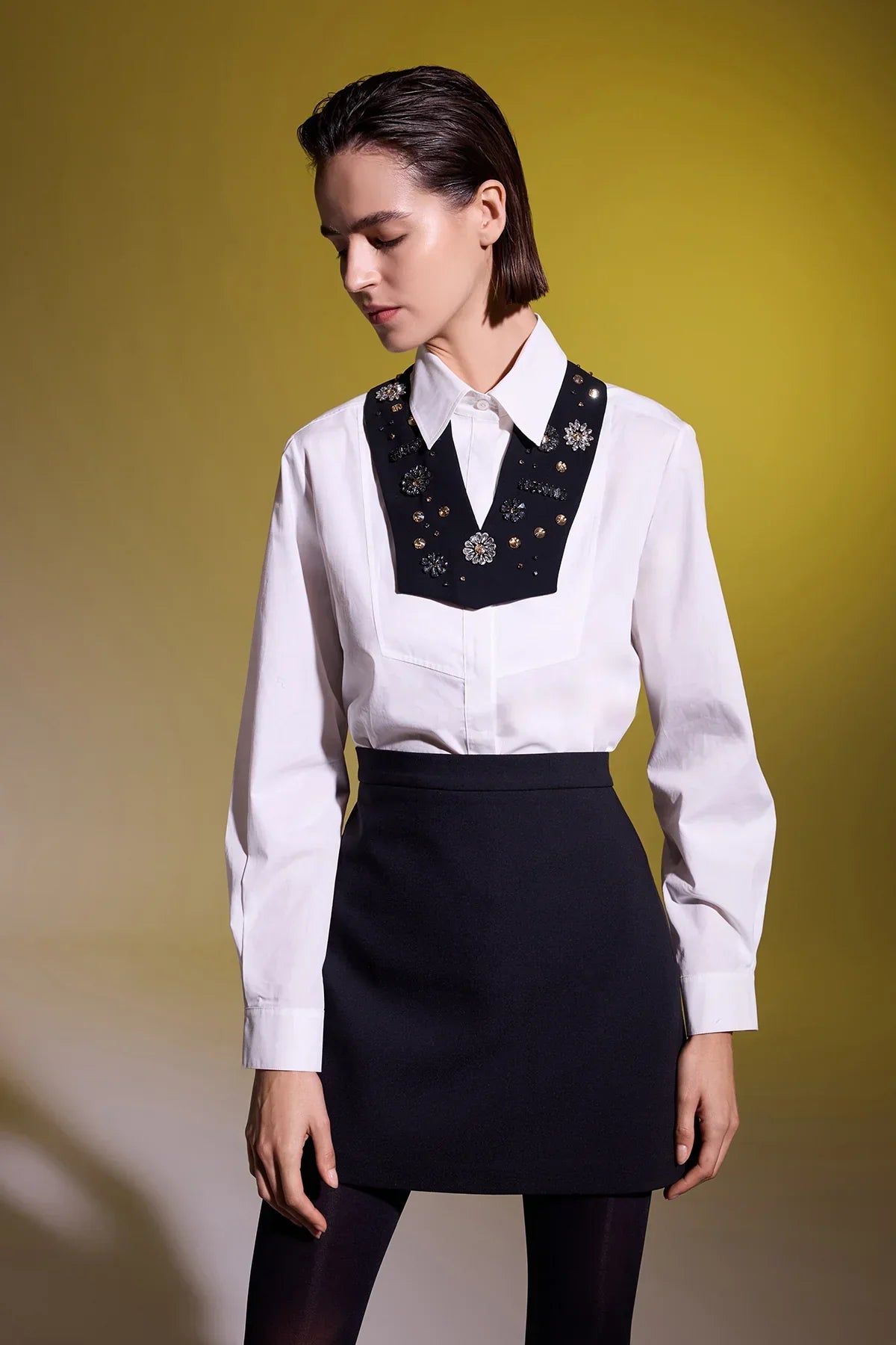 White shirt with detailed collar