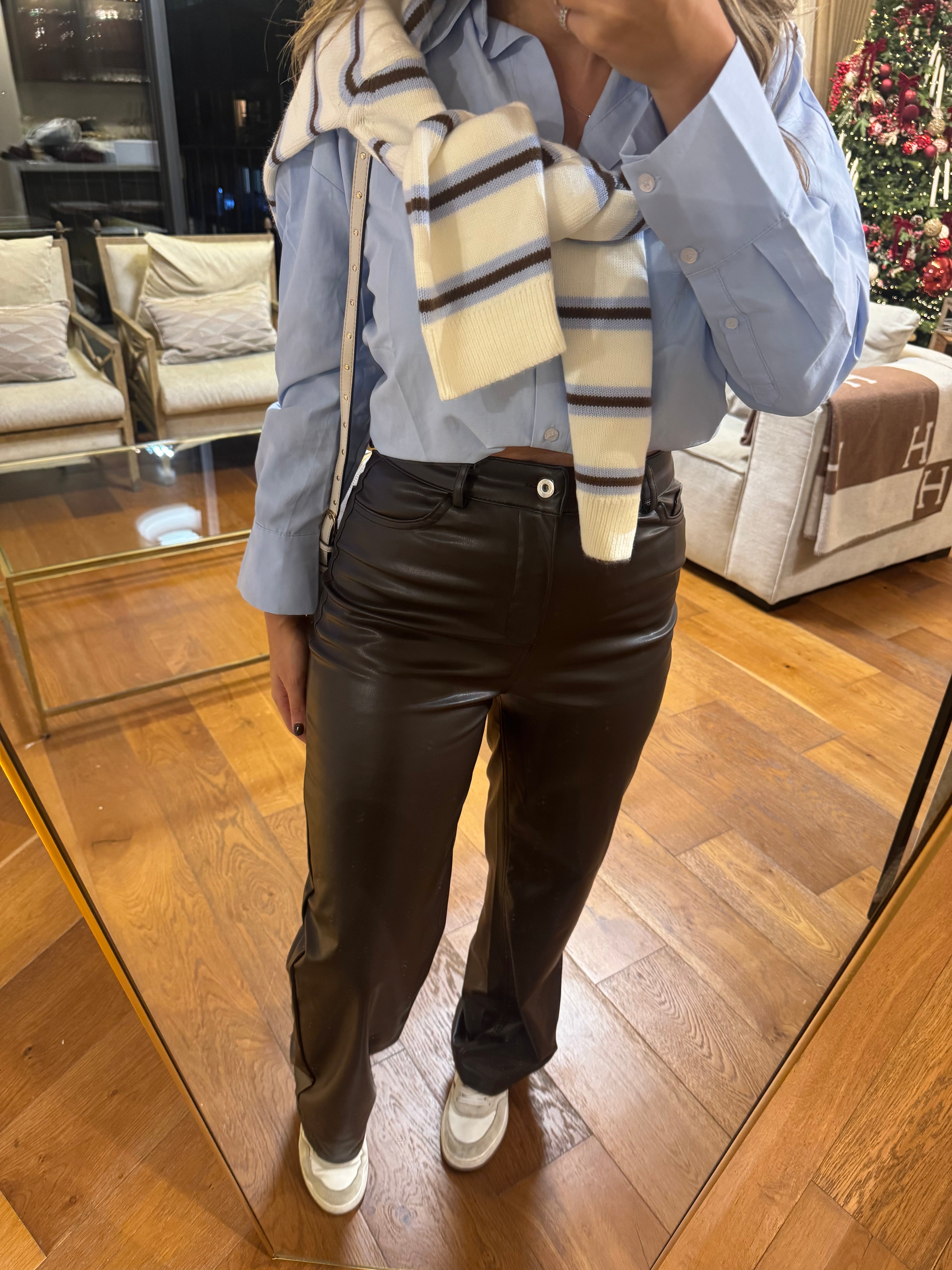 Straight Sky Leather Trousers