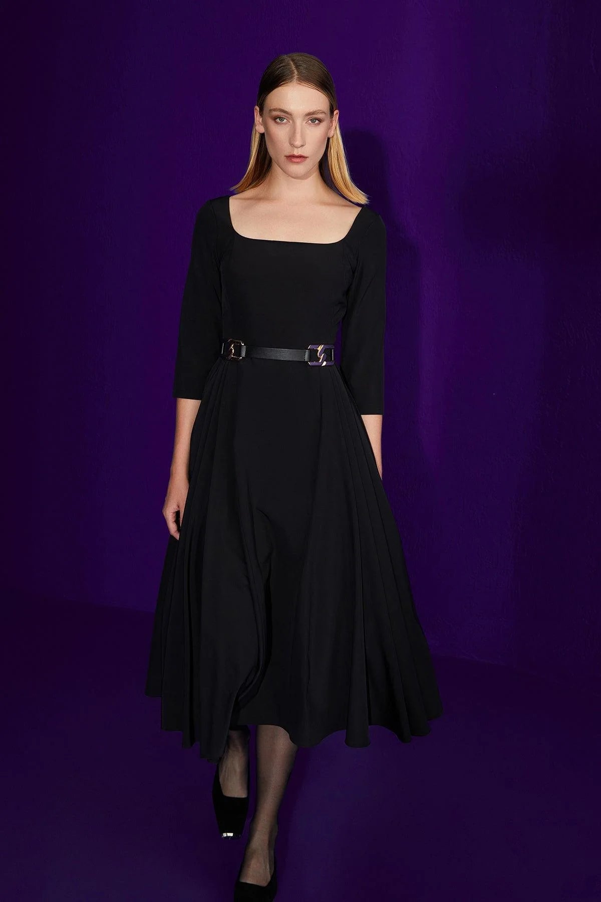 Square Midi dress with belt