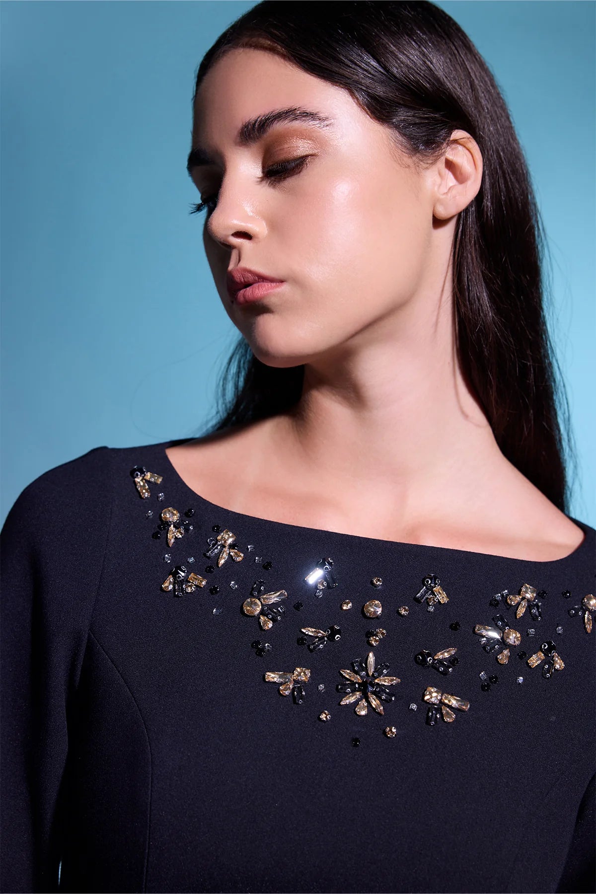 Classic dress with embellished stones