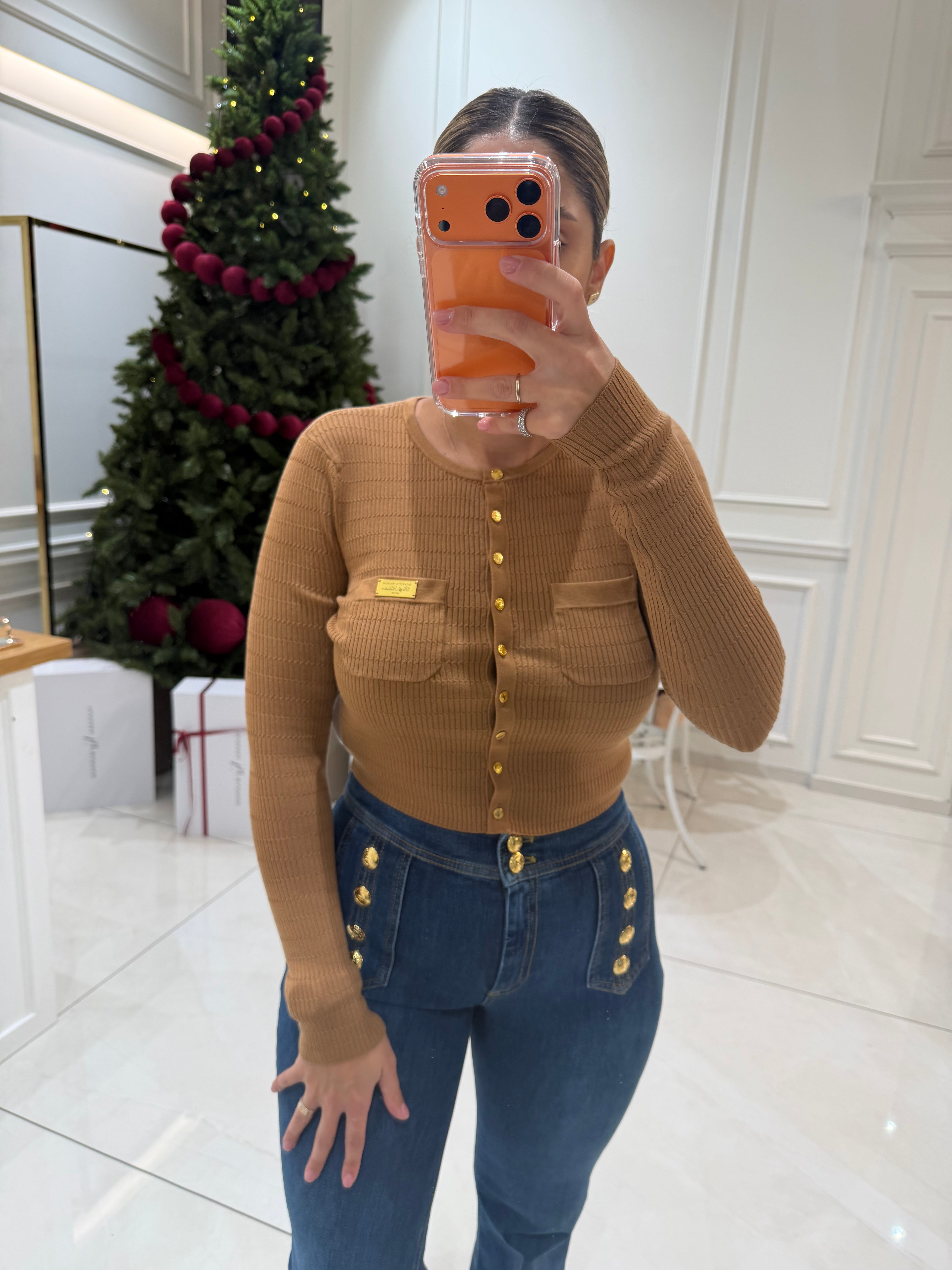 Micro-braided knit cardigan