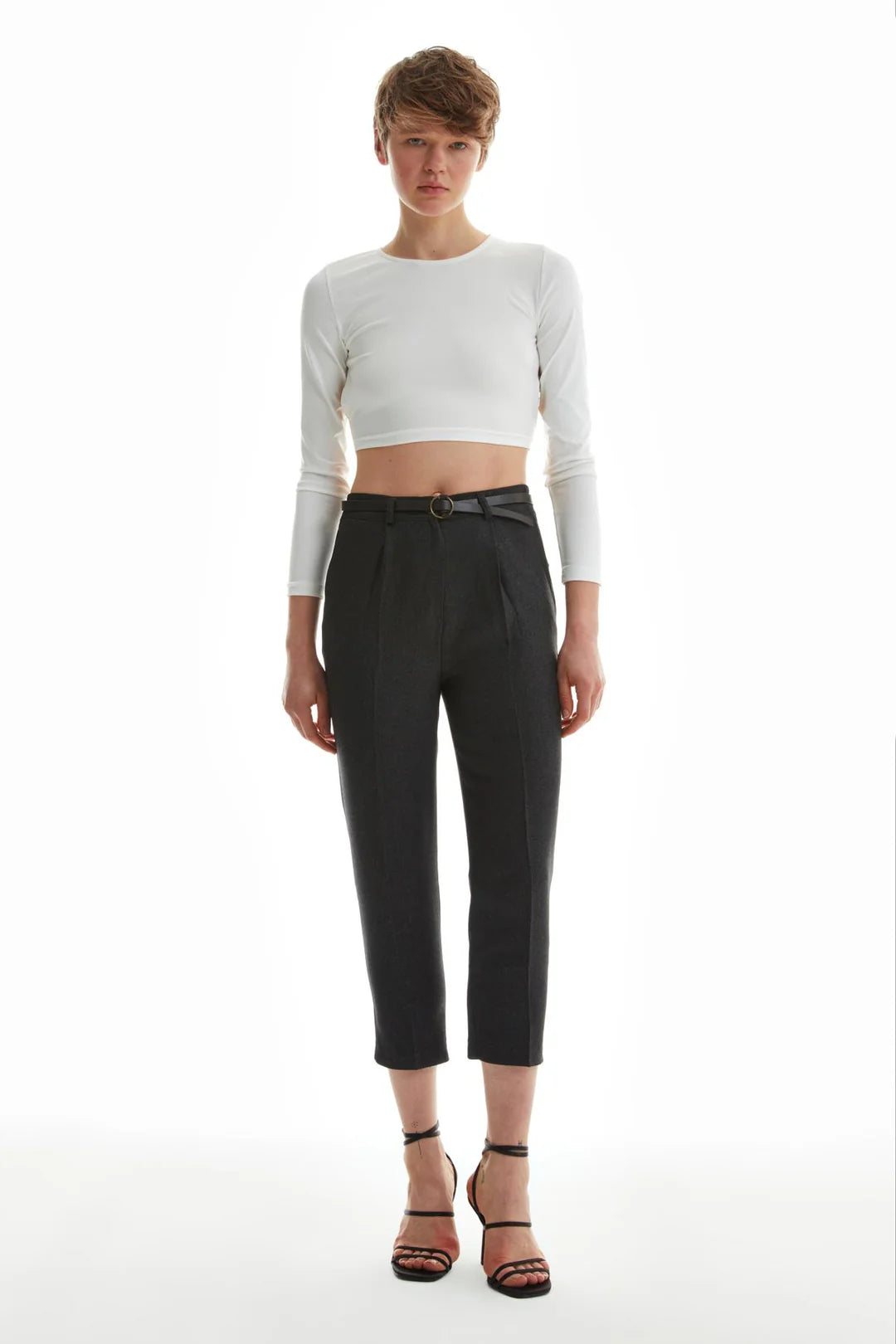 Crop Trousers with Belt