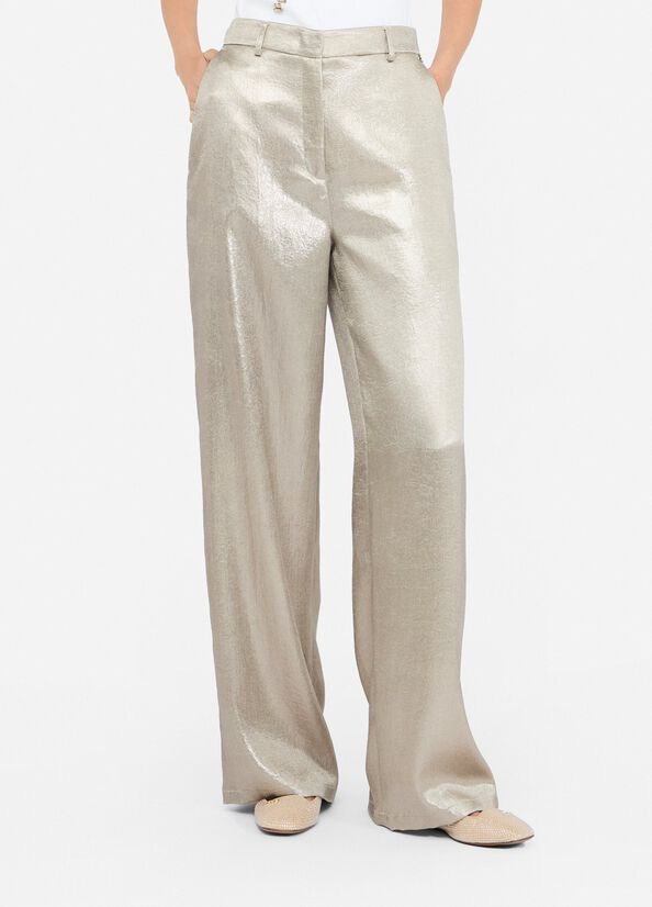 Laminated crepe trousers