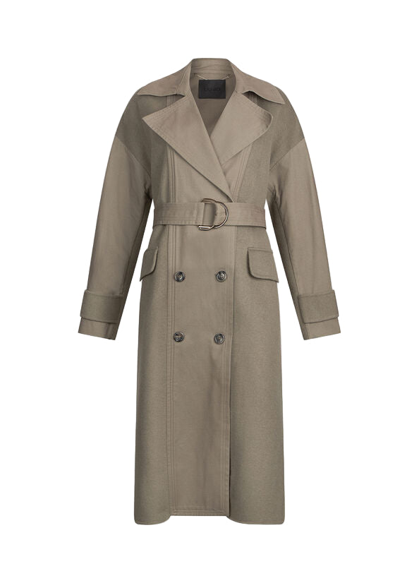 Double-breasted wool trench coat
