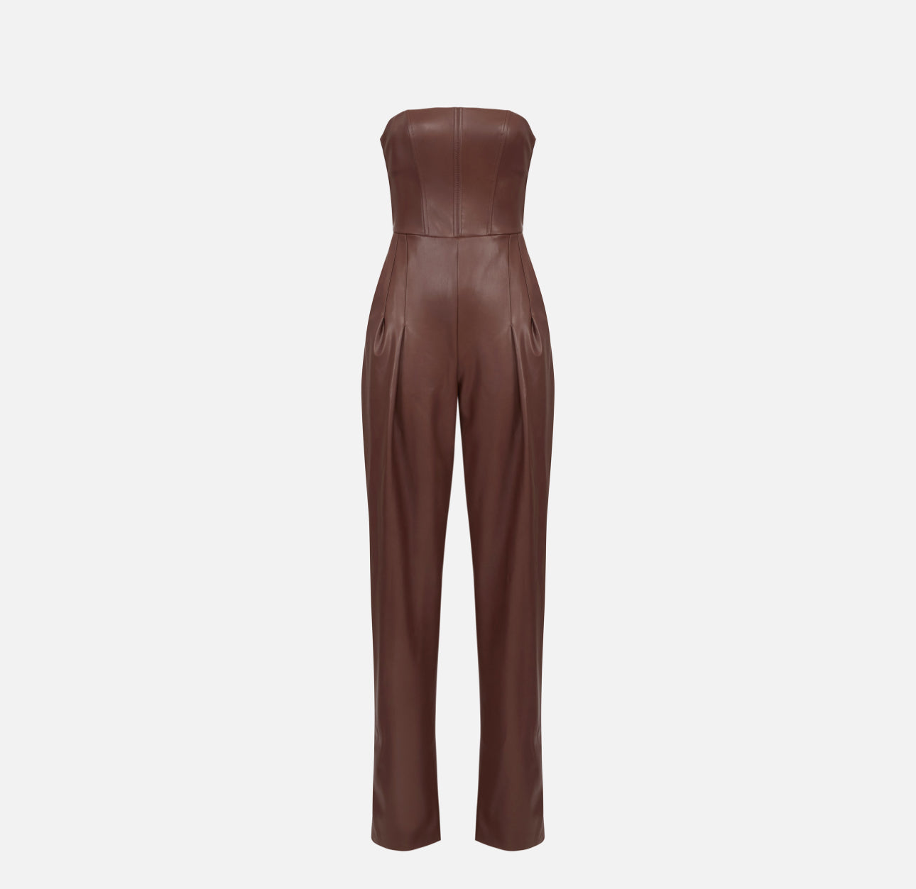 Bustier jumpsuit with nappa leather texture