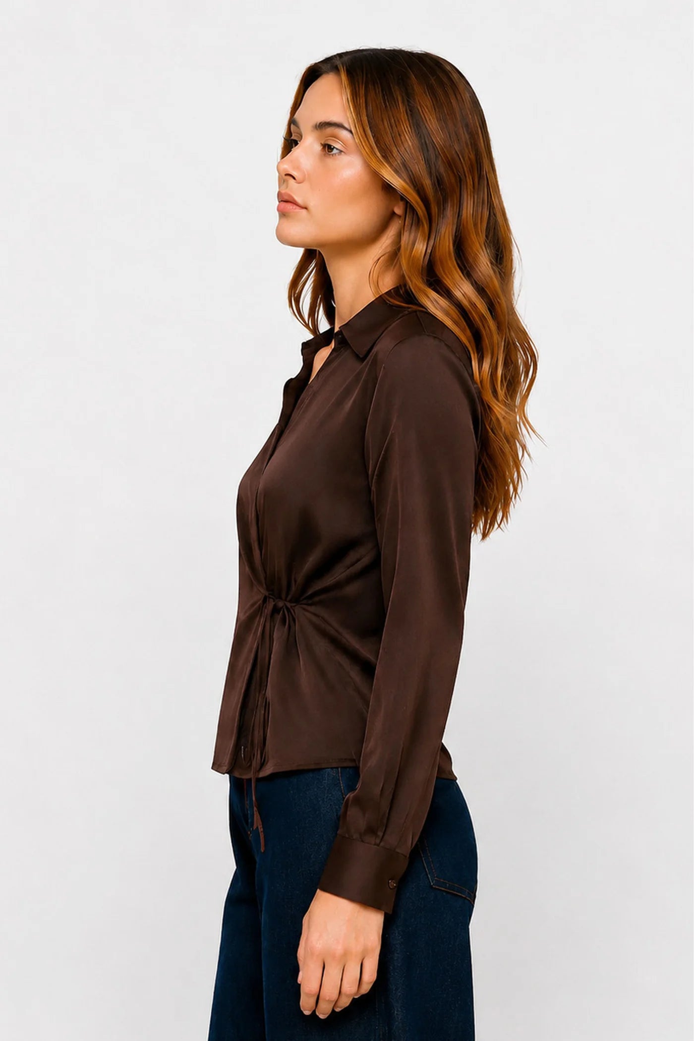 Wrap blouse with a side tie