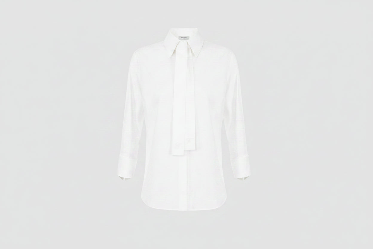 Cotton shirt with sashes