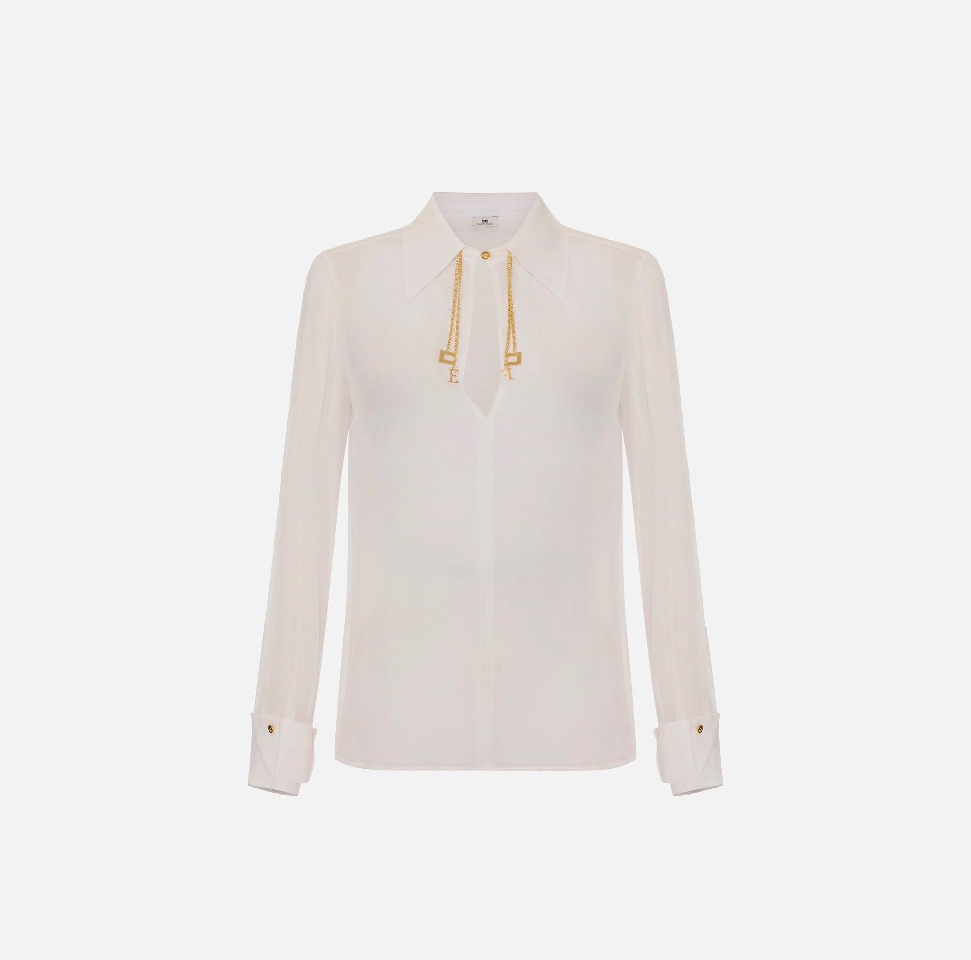 Blouse in georgette fabric with jewel logos
