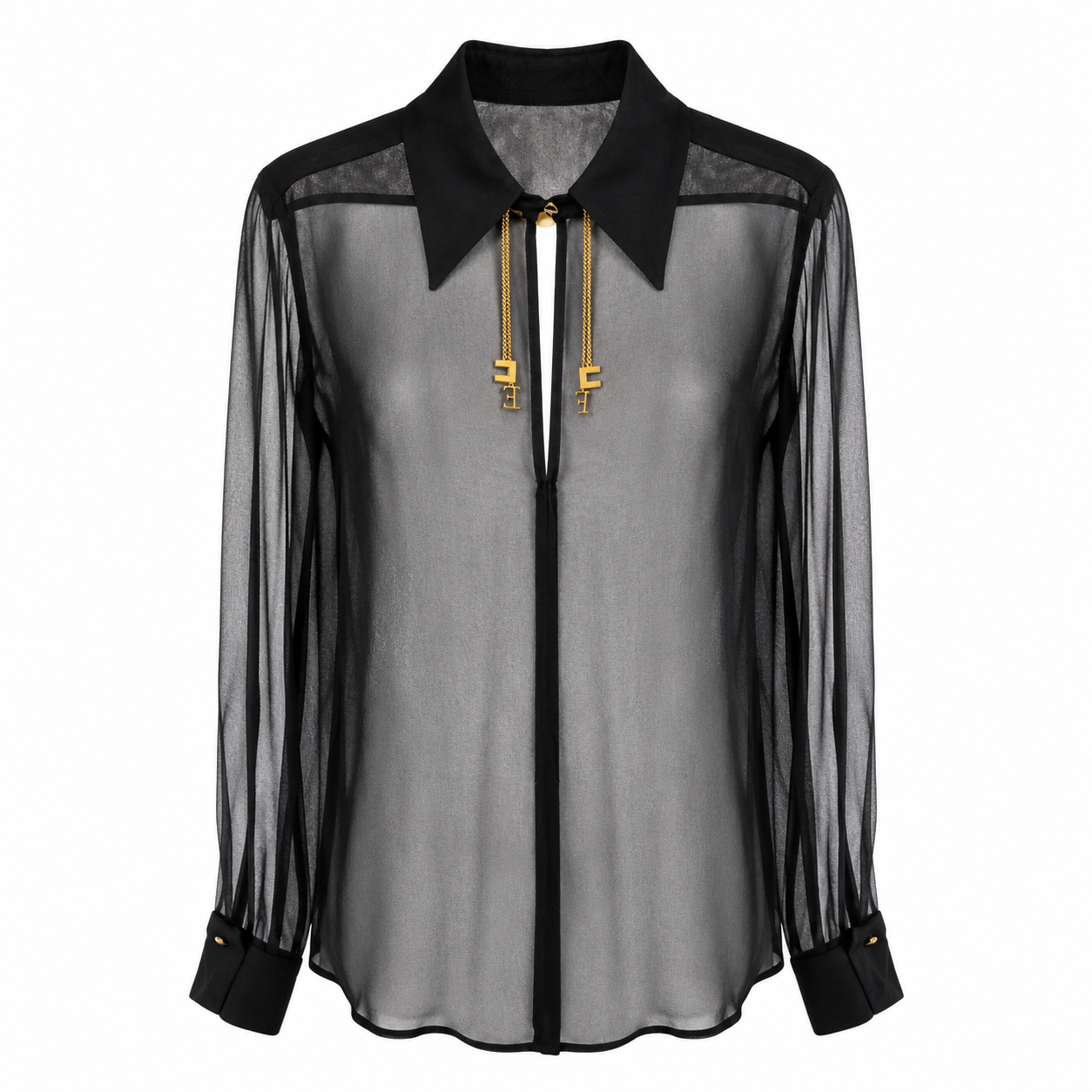Blouse in georgette fabric with jewel logos