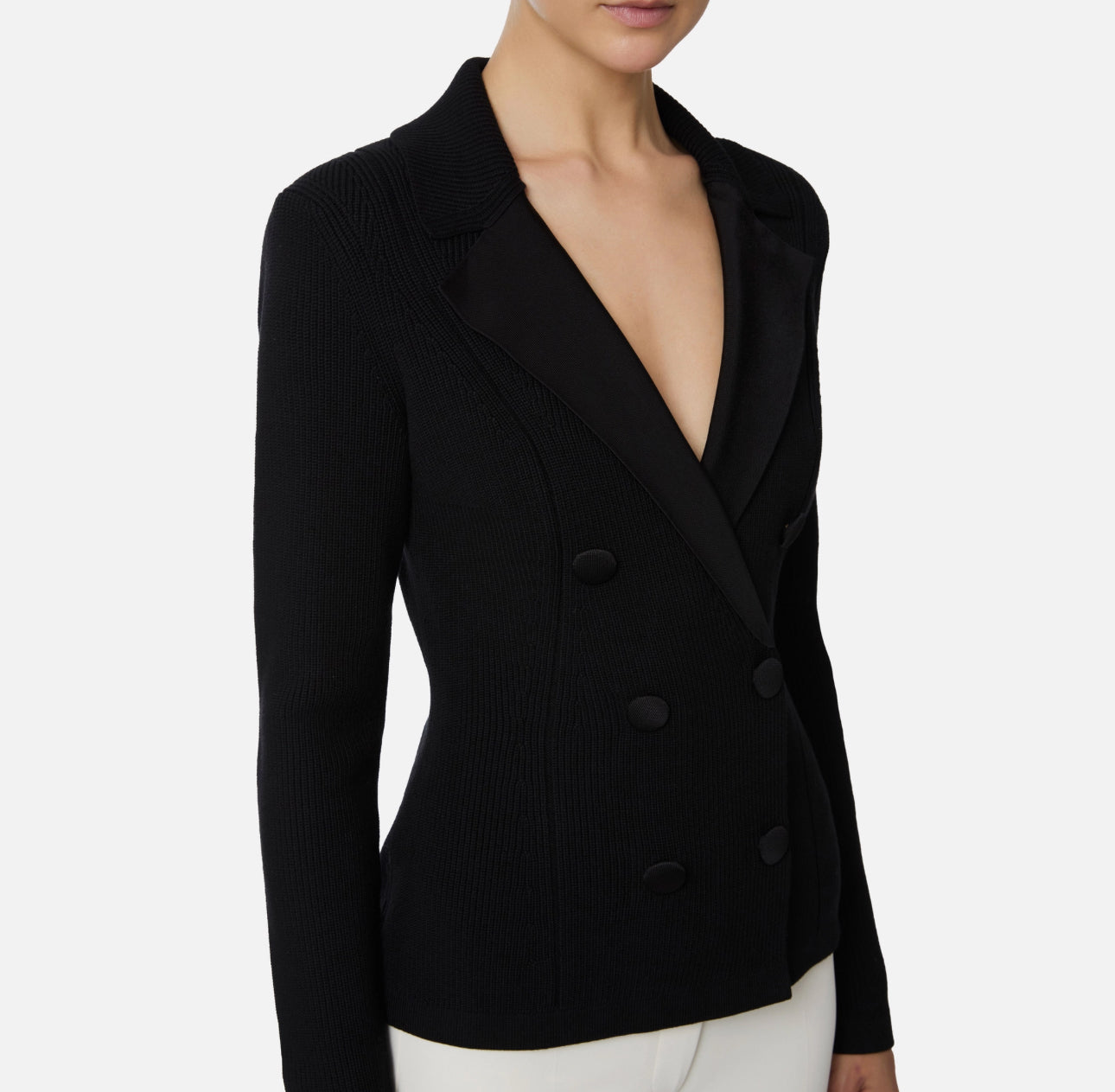 Knit jacket with shiny viscose details