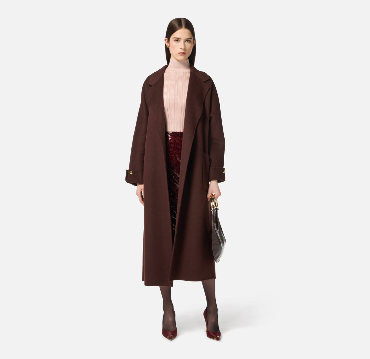 Coat in double wool blend cloth