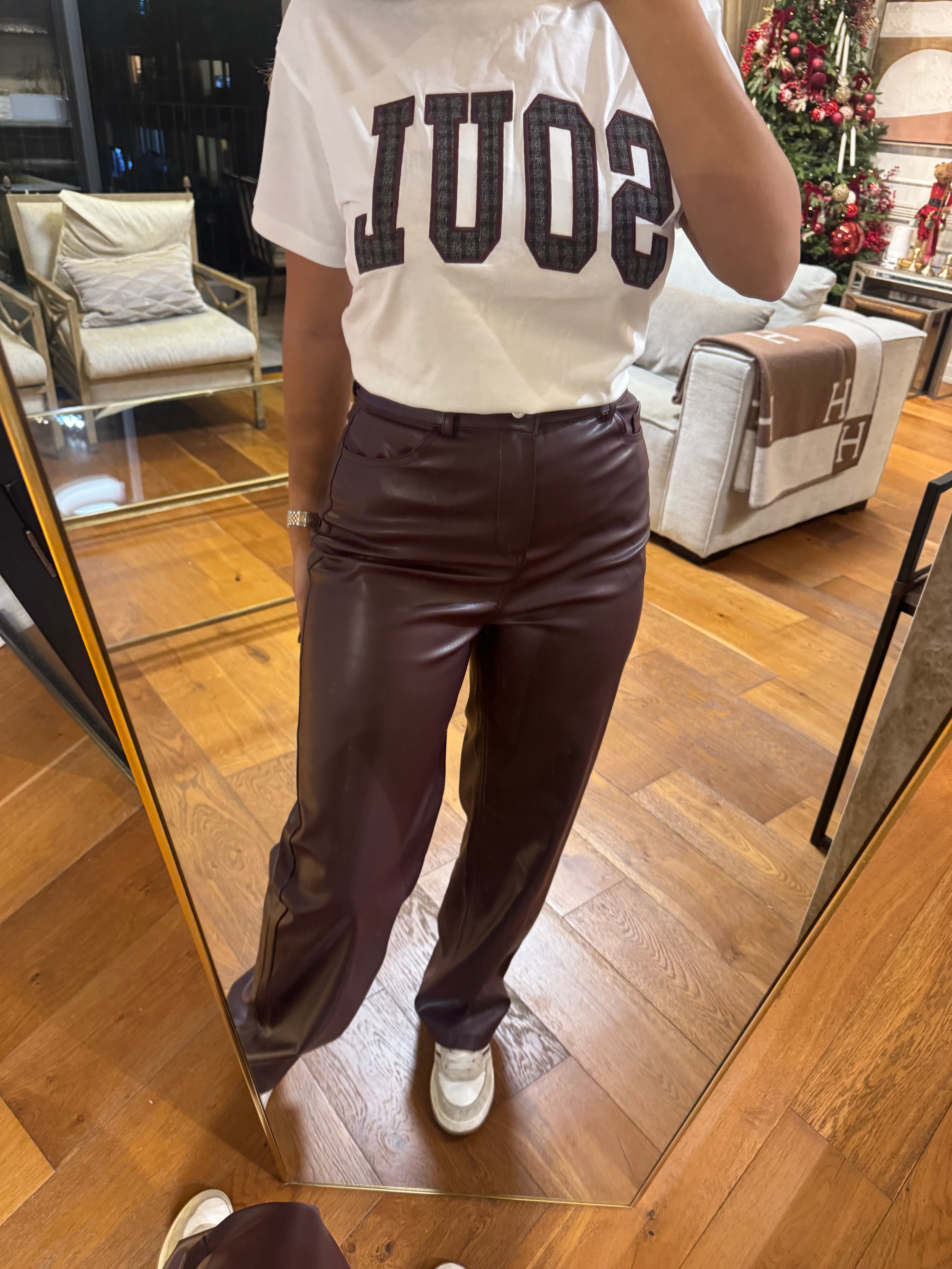 Straight Sky Leather Trousers