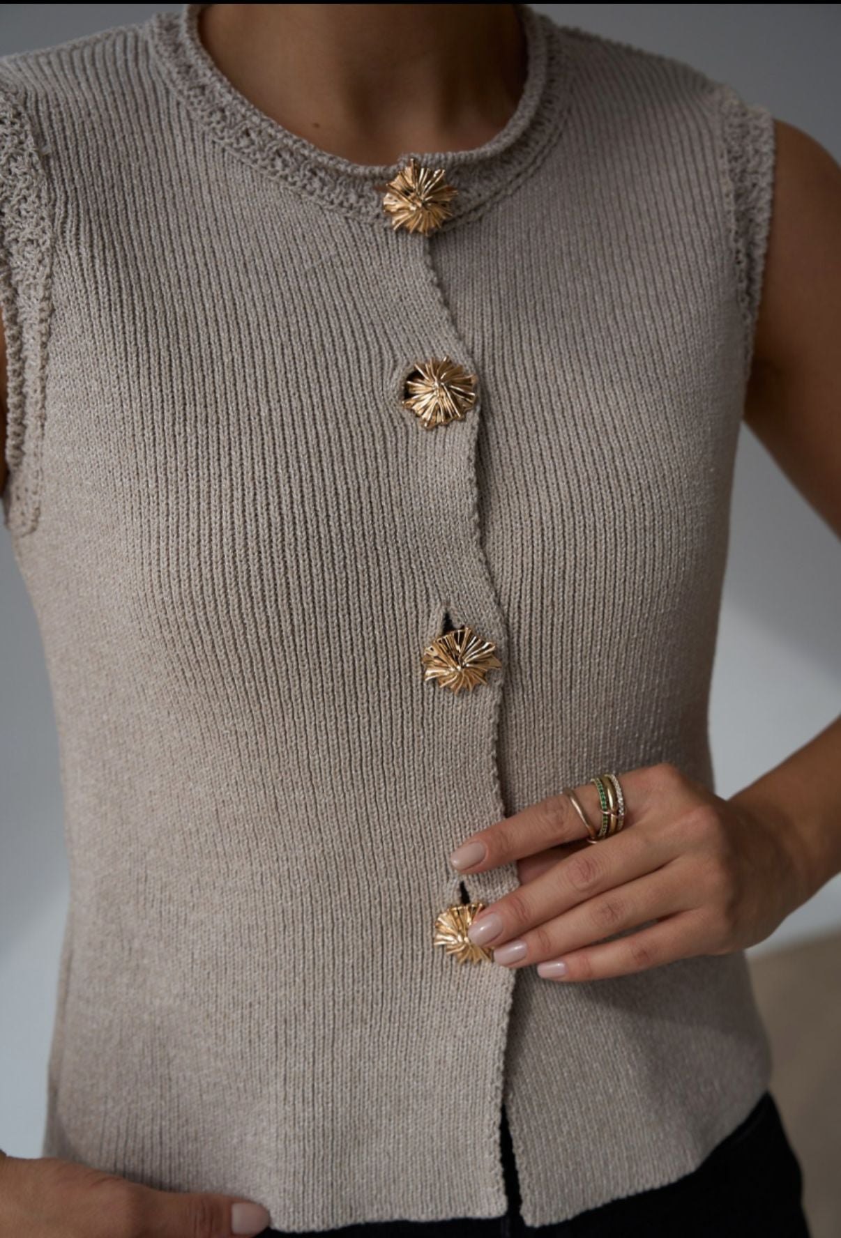 Knit Vest with Gold Buttons