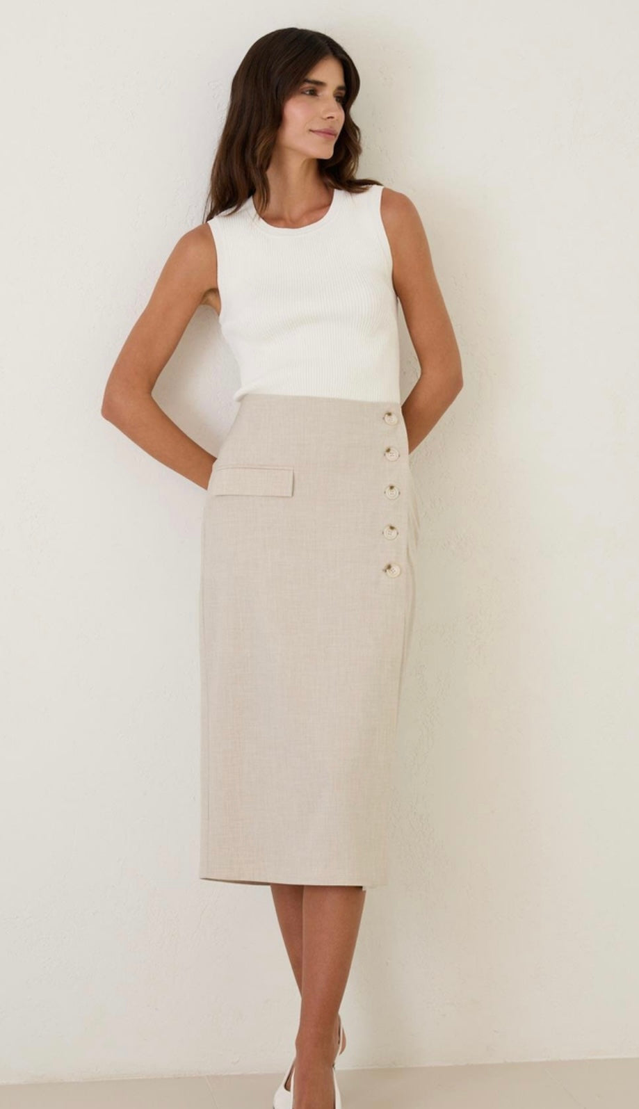 Skirt with Buttons & Slit