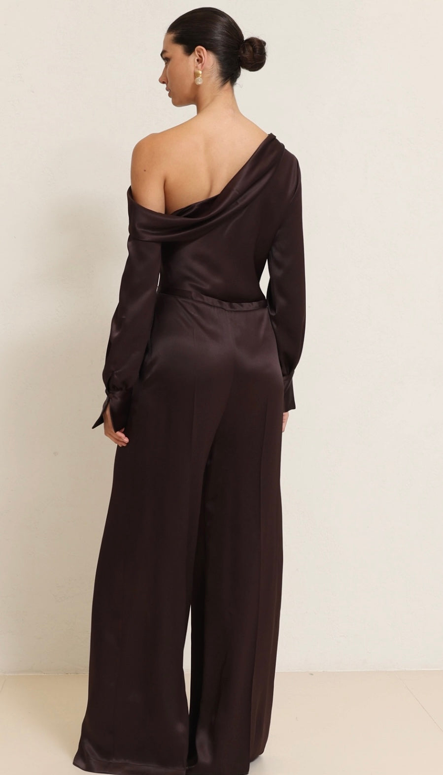 Shoulder off jumpsuit
