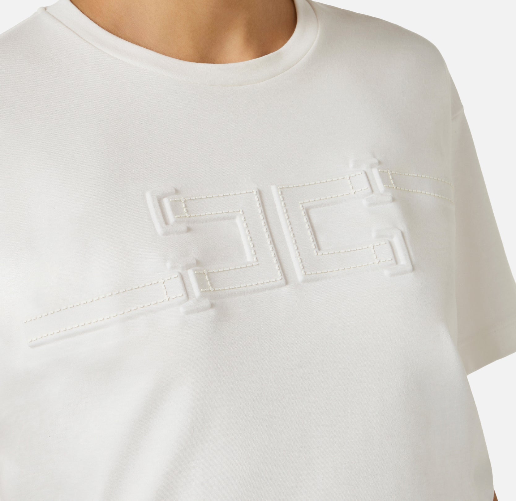 Jersey T-shirt with embossed logo