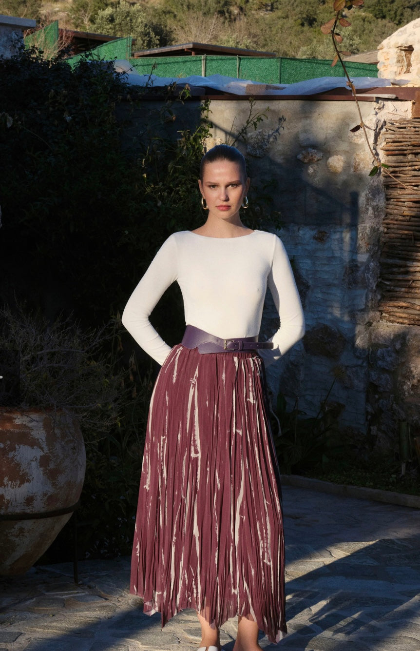 Chiffon Skirt with belt