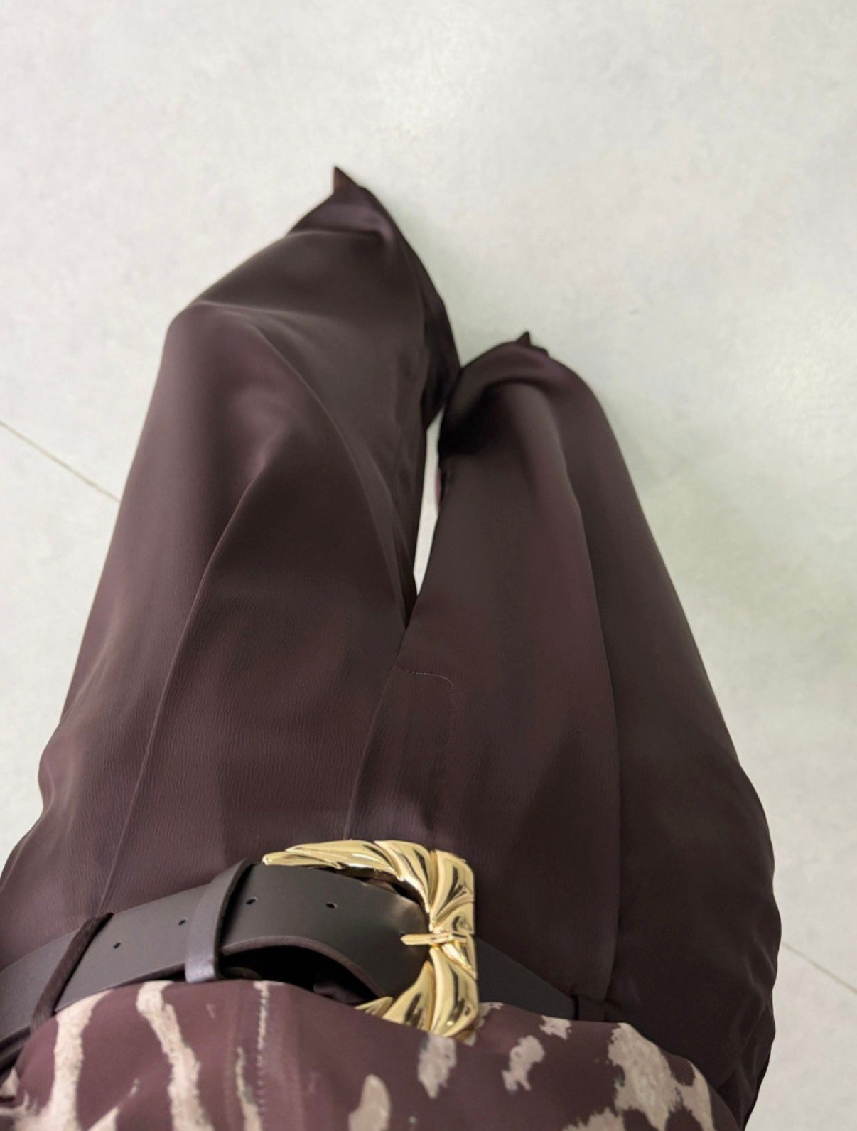 Satin trousers with wide belt