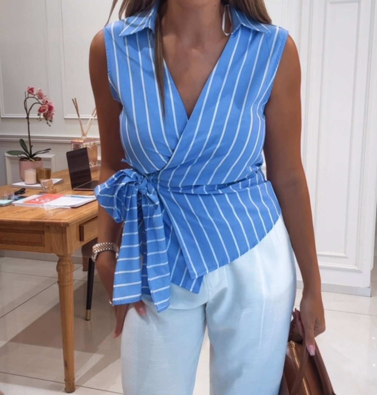 tied stripes short shirt
