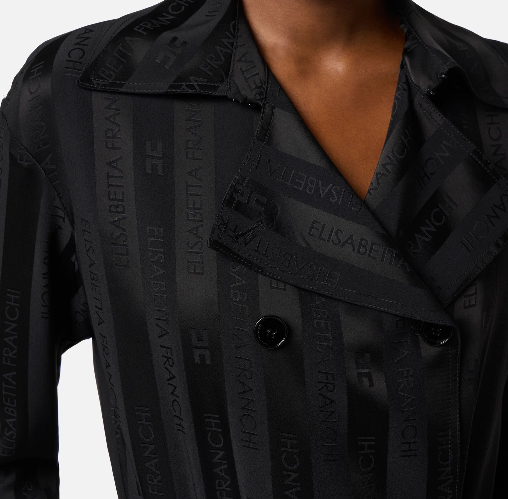 Satin jumpsuit with jacquard stripes