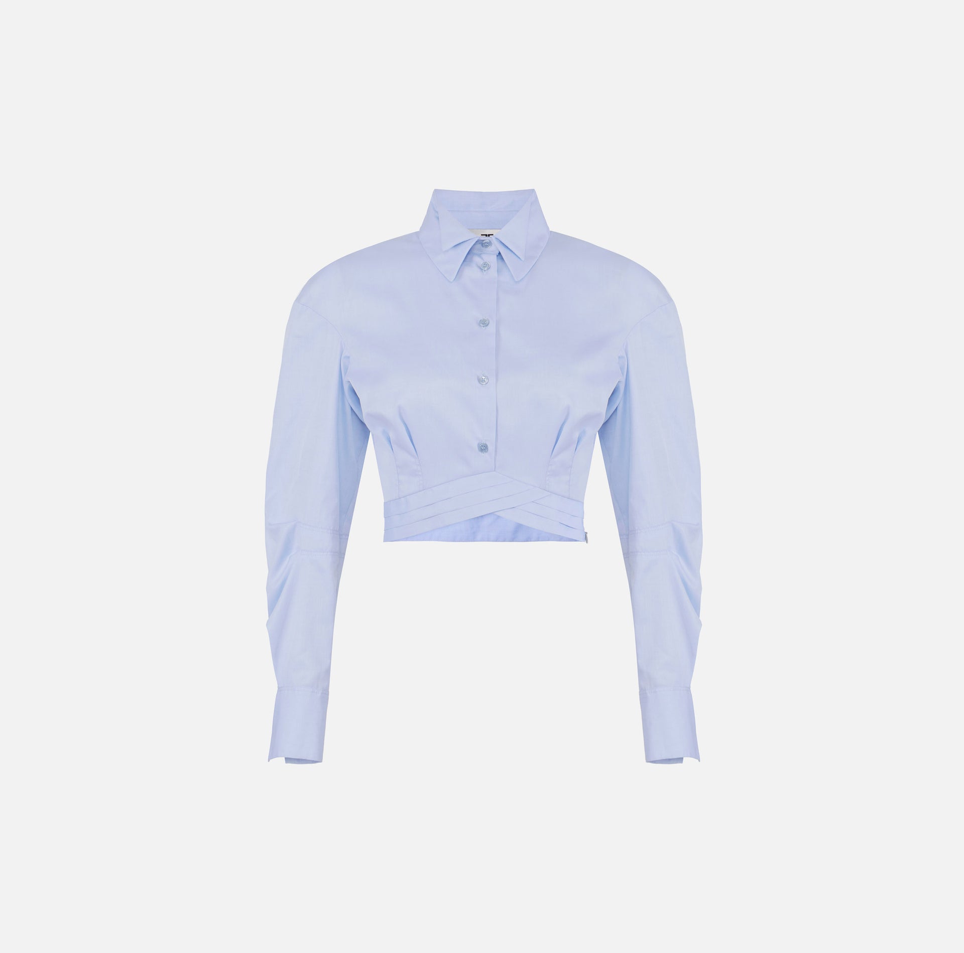 Cotton poplin shirt with waistband