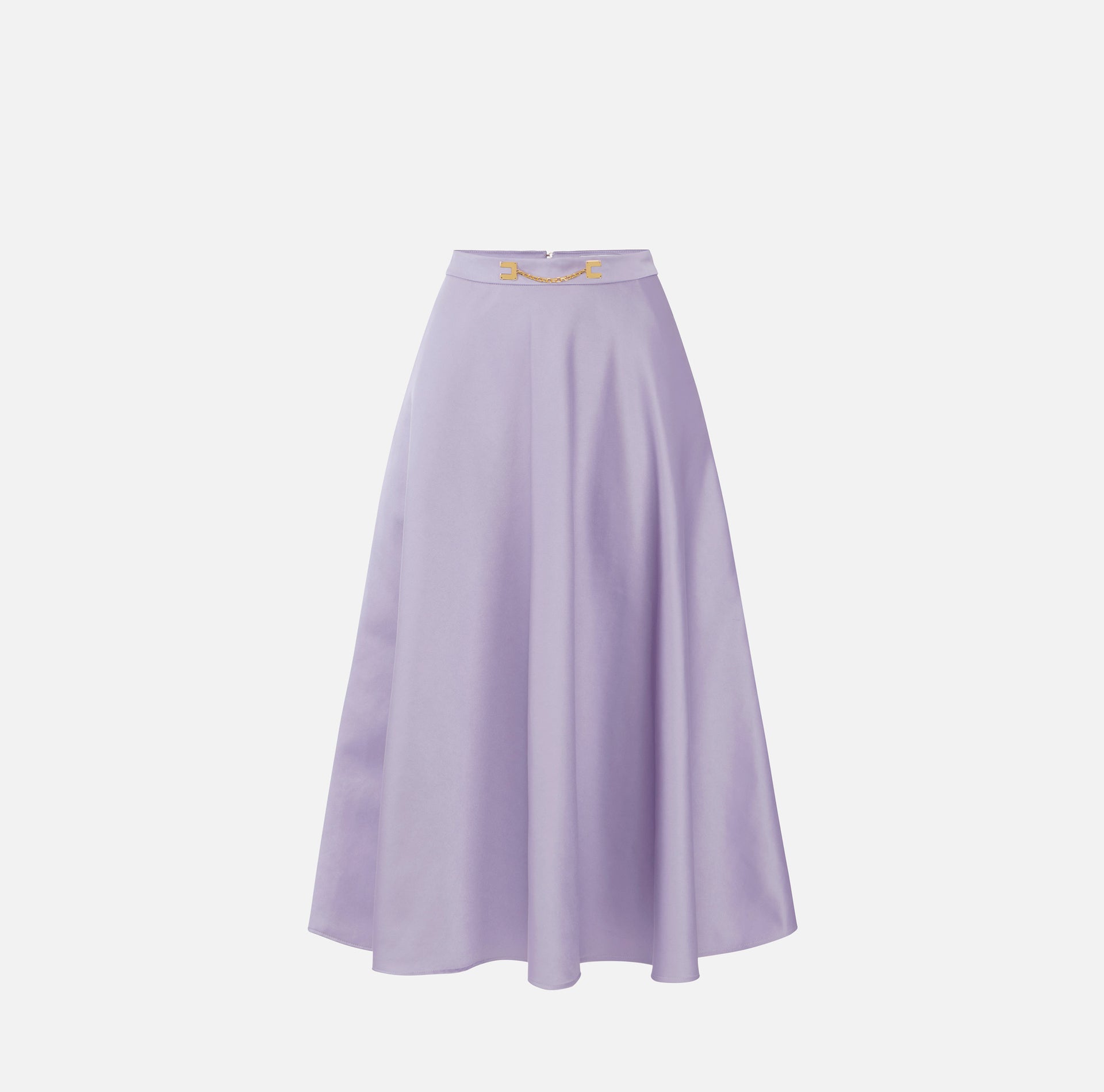 Skirt in duchess satin fabric with jewel logo