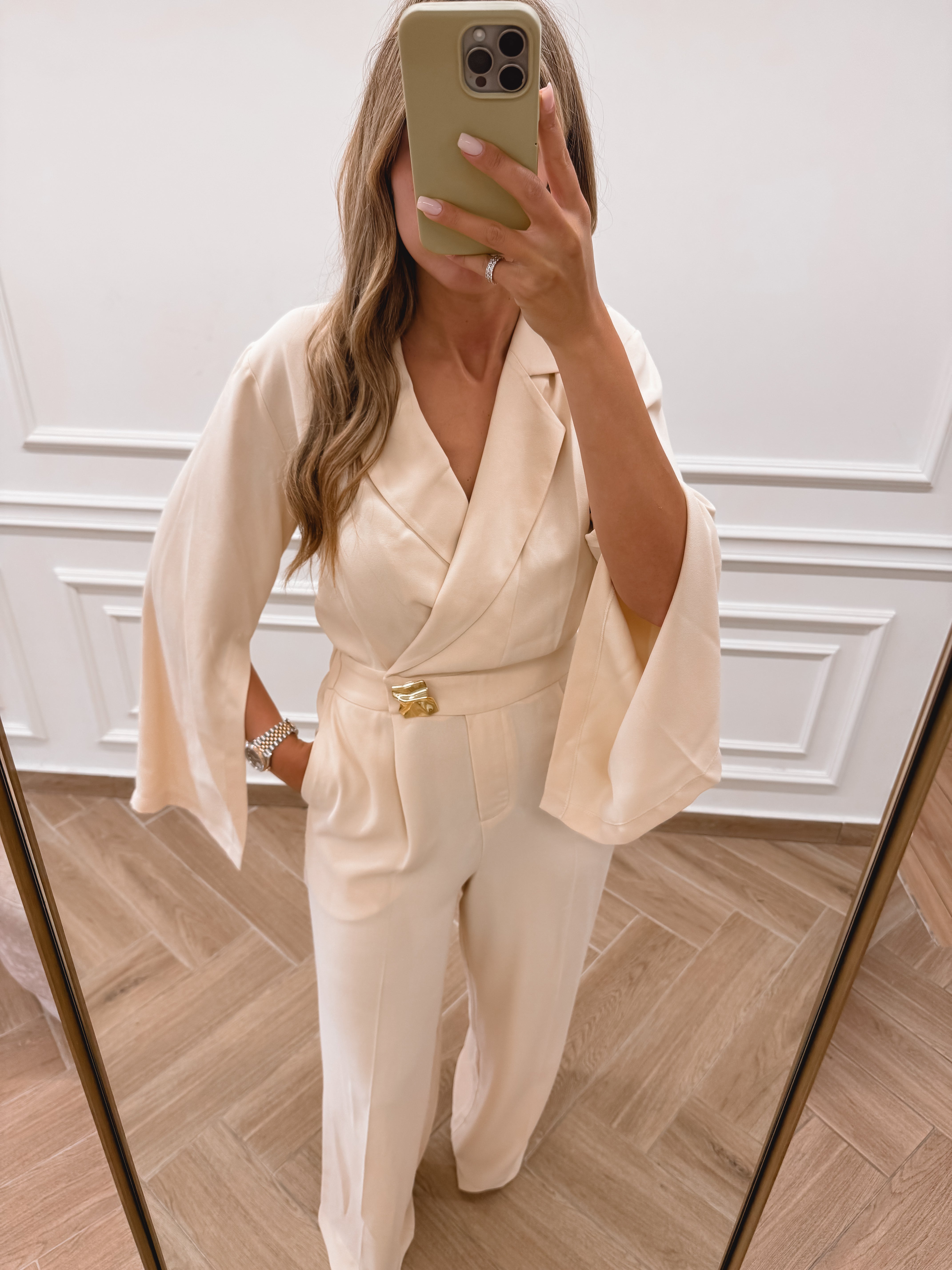Jumpsuit with Gold Jeweled