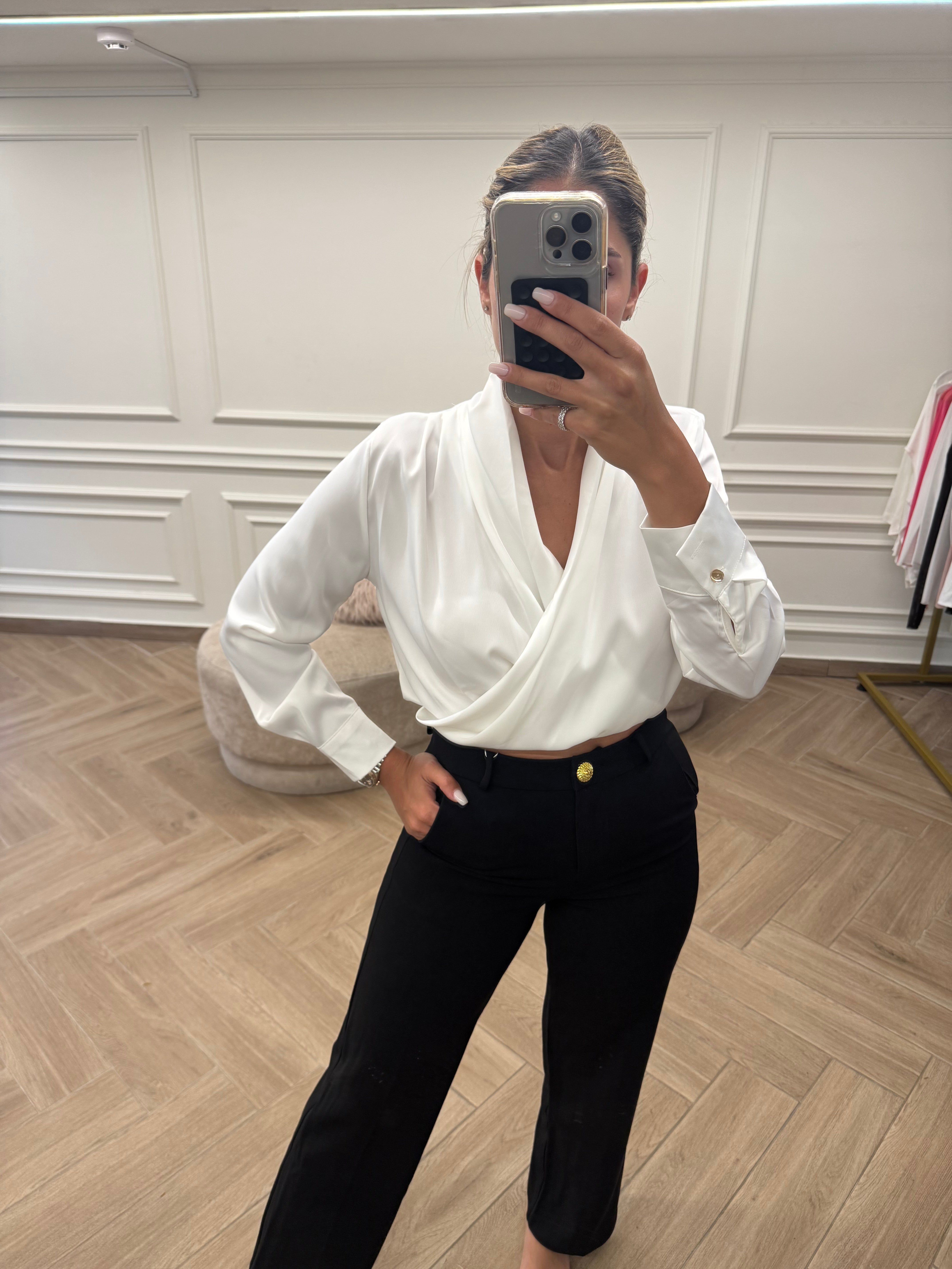 Trousers with Gold Button