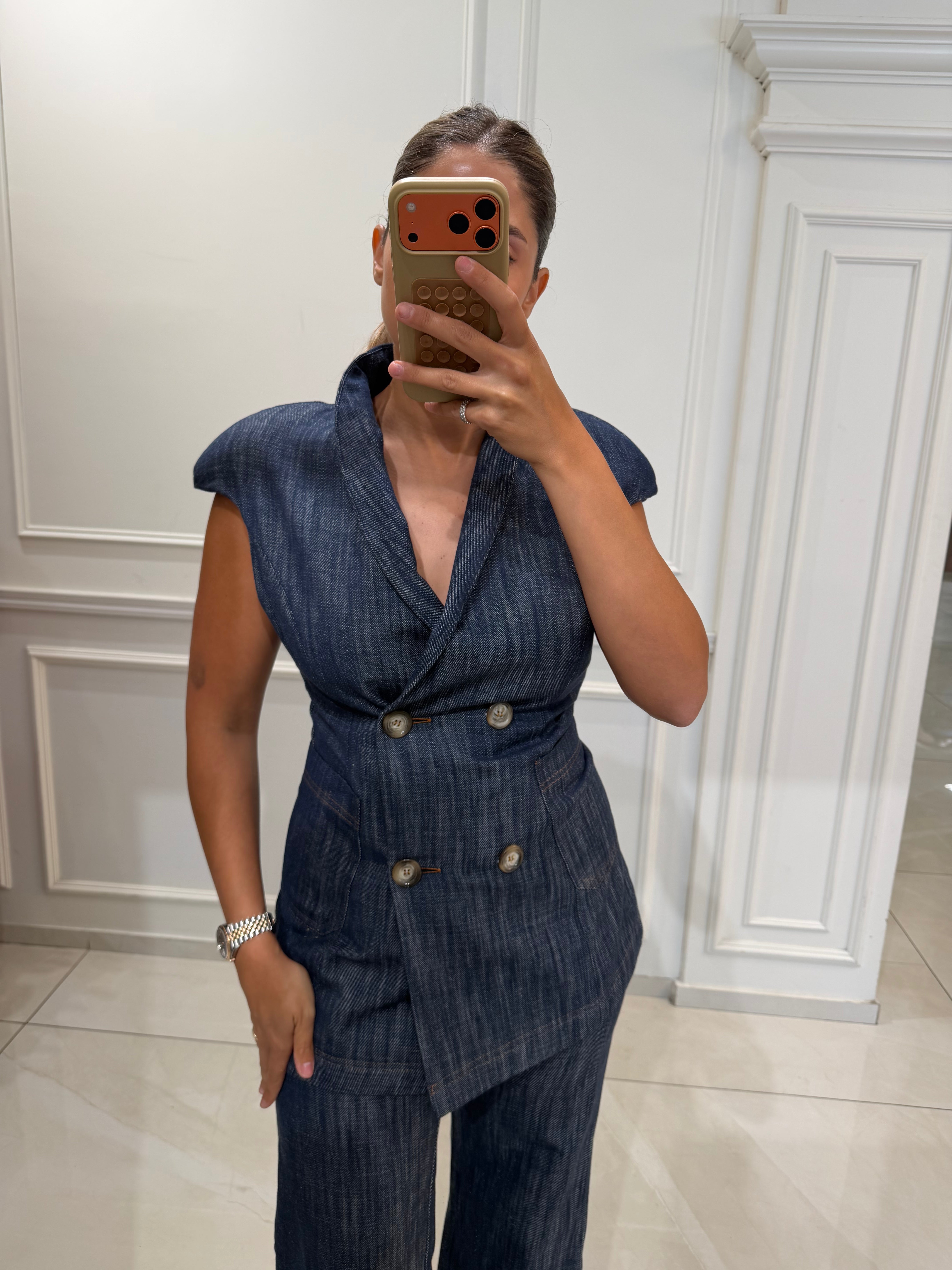 Denim Short Sleeve Blazer