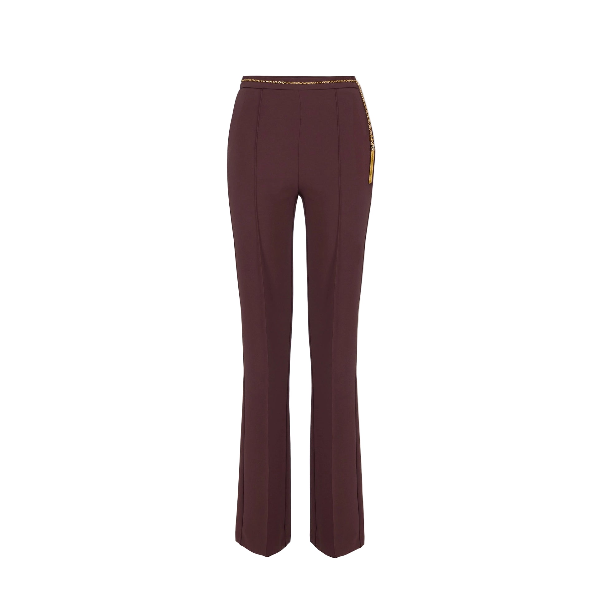 Trousers in lightweight crêpe fabric with jewel chain