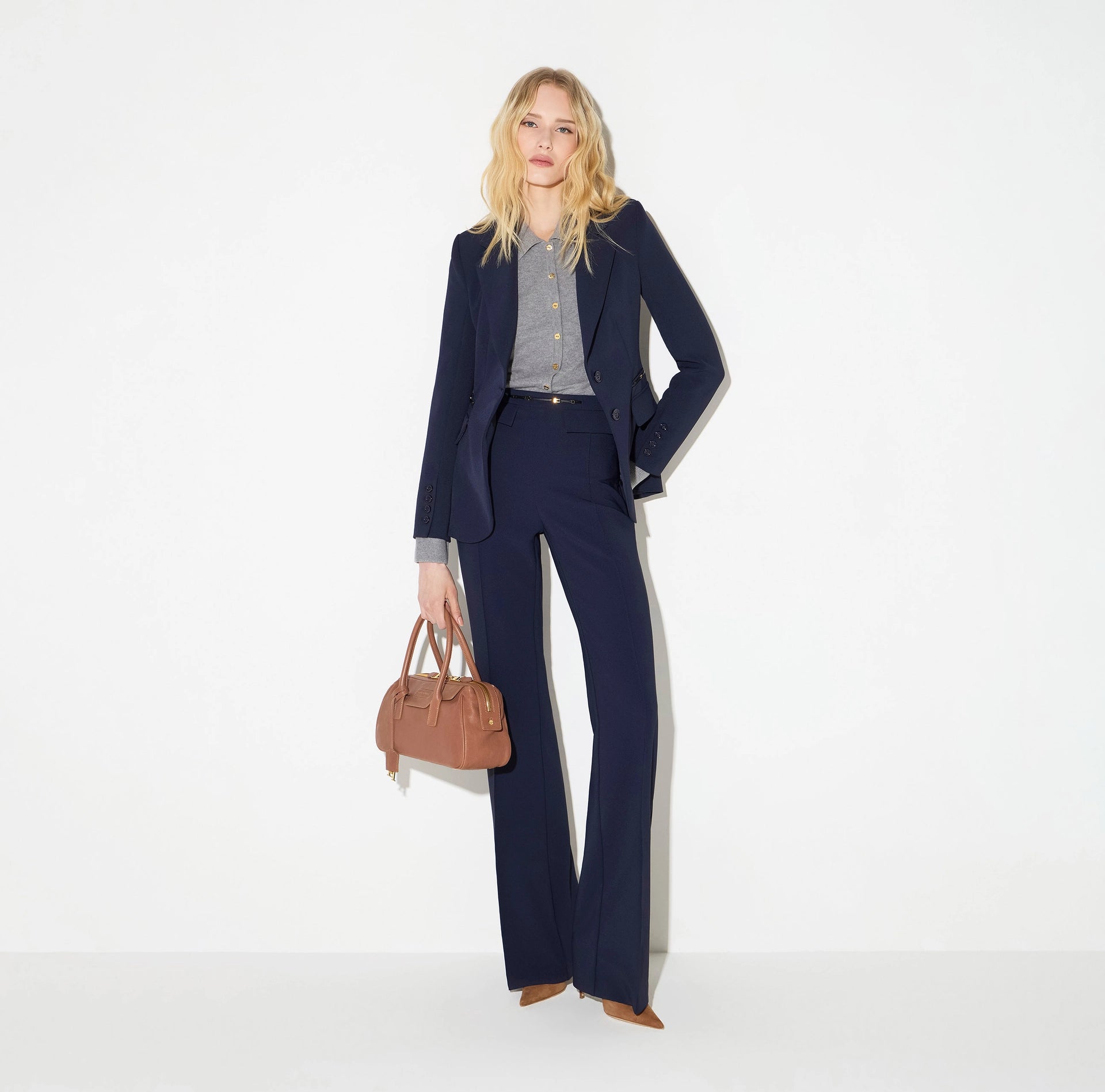 Trousers in double layer stretch crêpe