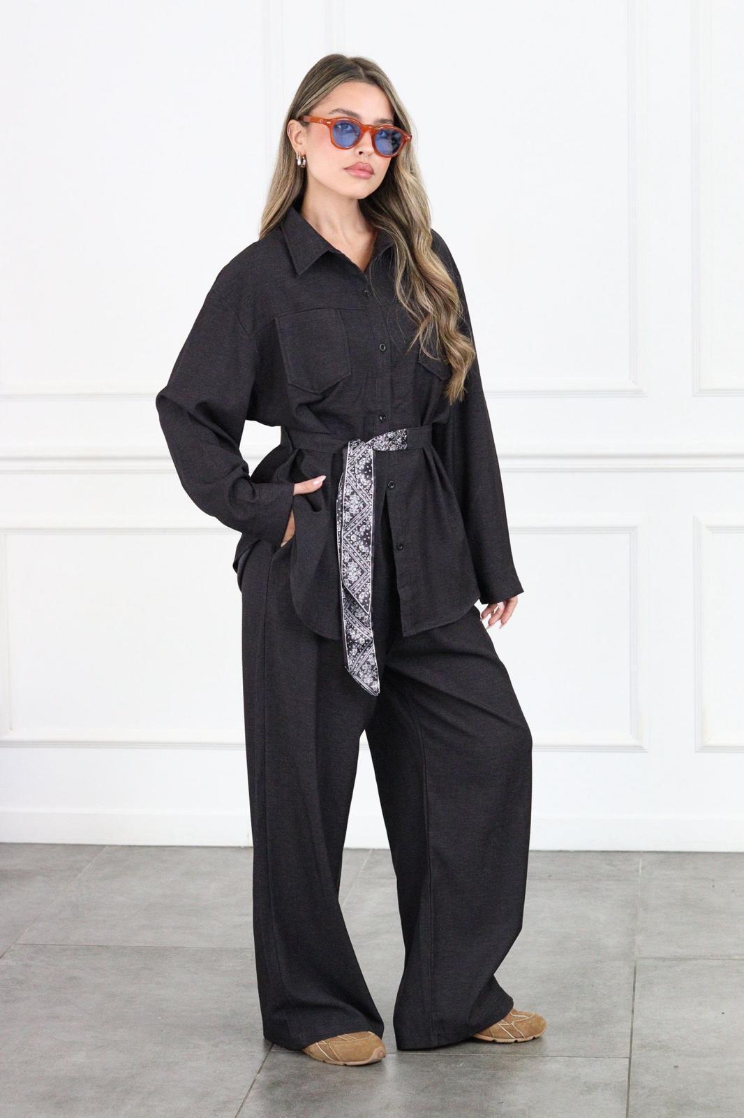 Denim Set with Tied Band