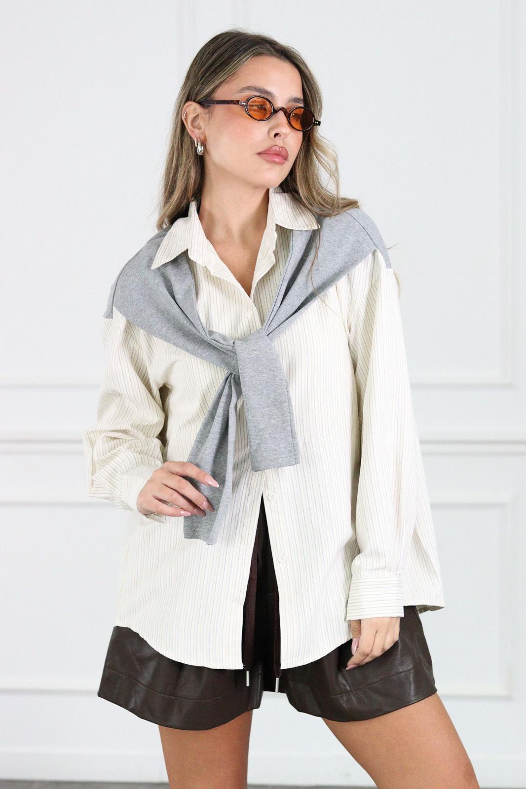 Striped shirt with blouse