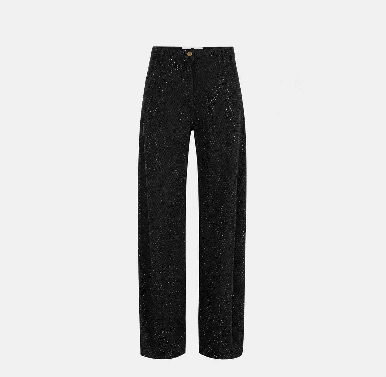 Balloon denim jeans with rhinestones