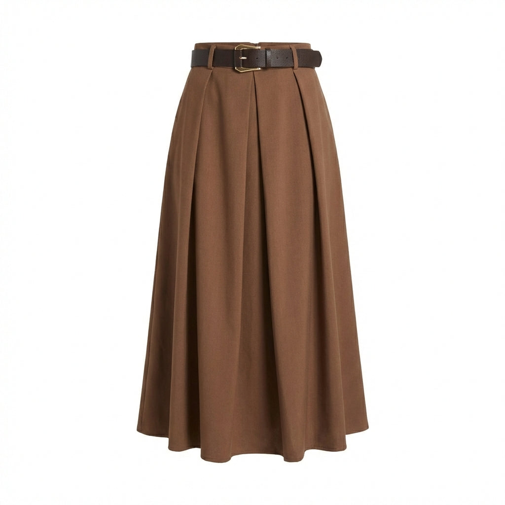 Midi skirt with belt