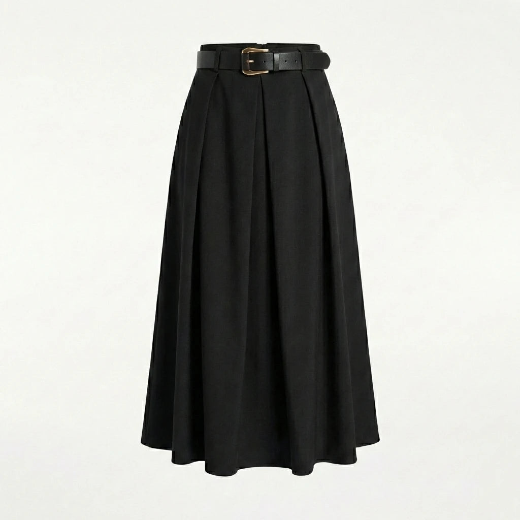 Midi skirt with belt