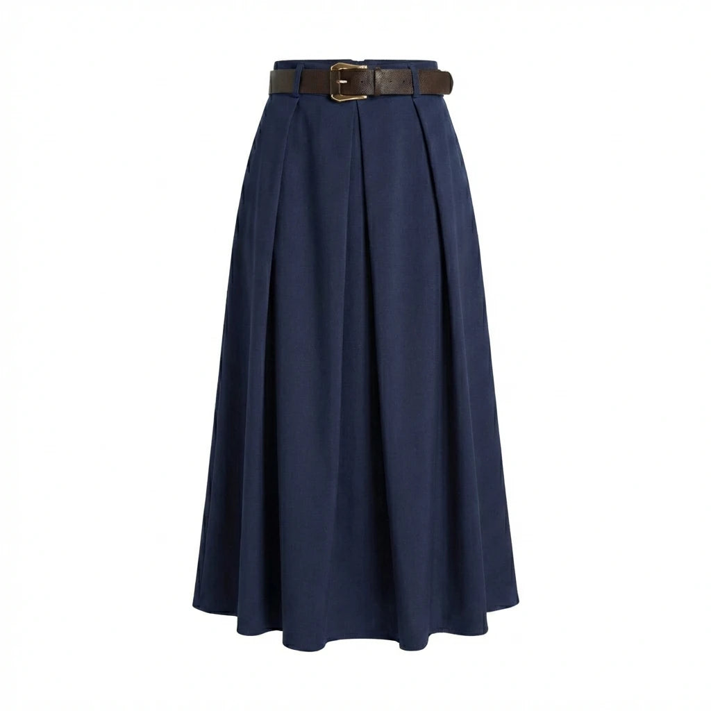 Midi skirt with belt