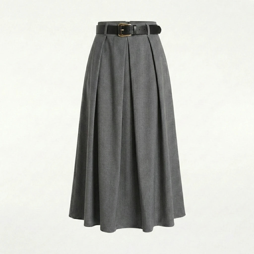 Midi skirt with belt